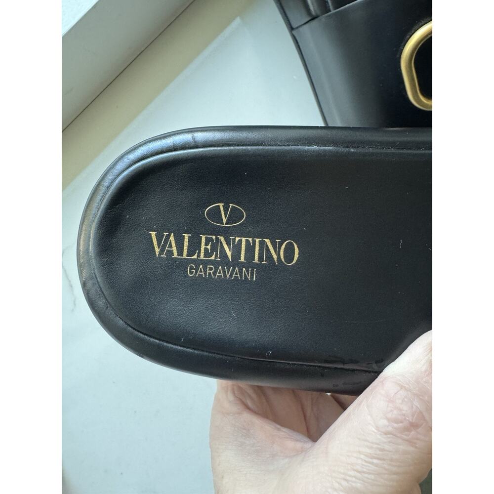 Valentino Dusty Black Leather VLogo Signature Platform Slides Size 41 Us 10.5 - Picture 10 of 15